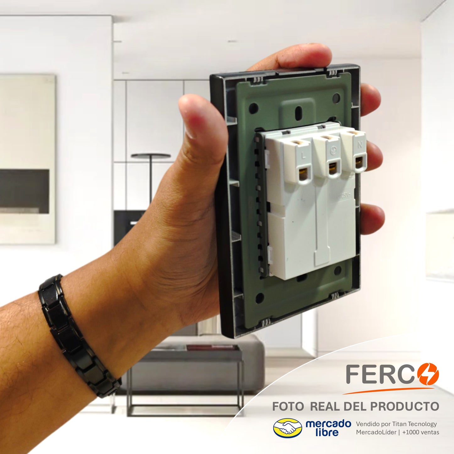 Toma Corriente Doble Ferco Polarizado Negro 120v / 15a