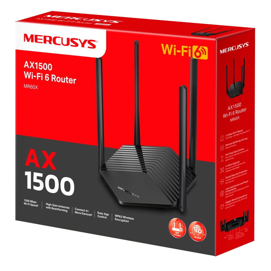 Router Wifi 6 AX1500 Dual Band Fibra Gigabit MR60X