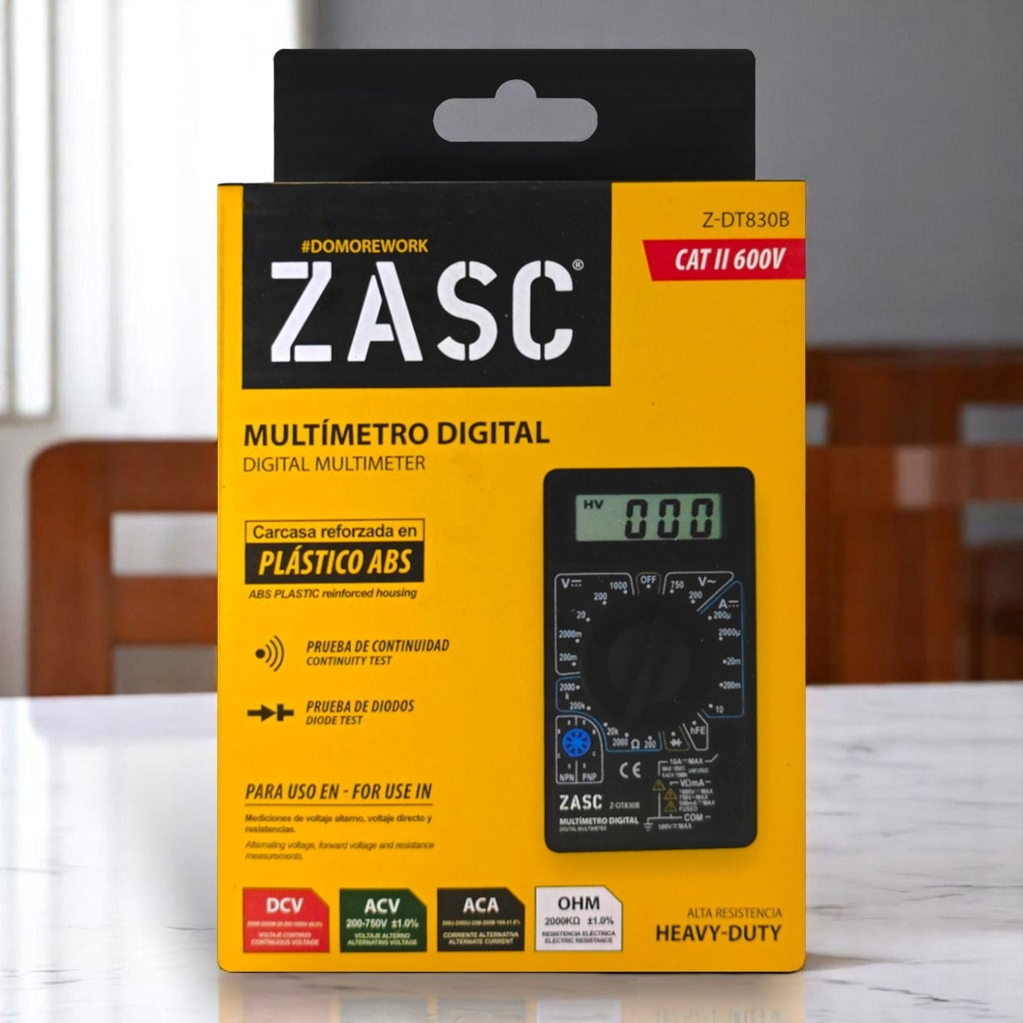 Tester / Multímetro Digital Zasc AC/DC 750v Cat-II + Batería 9v