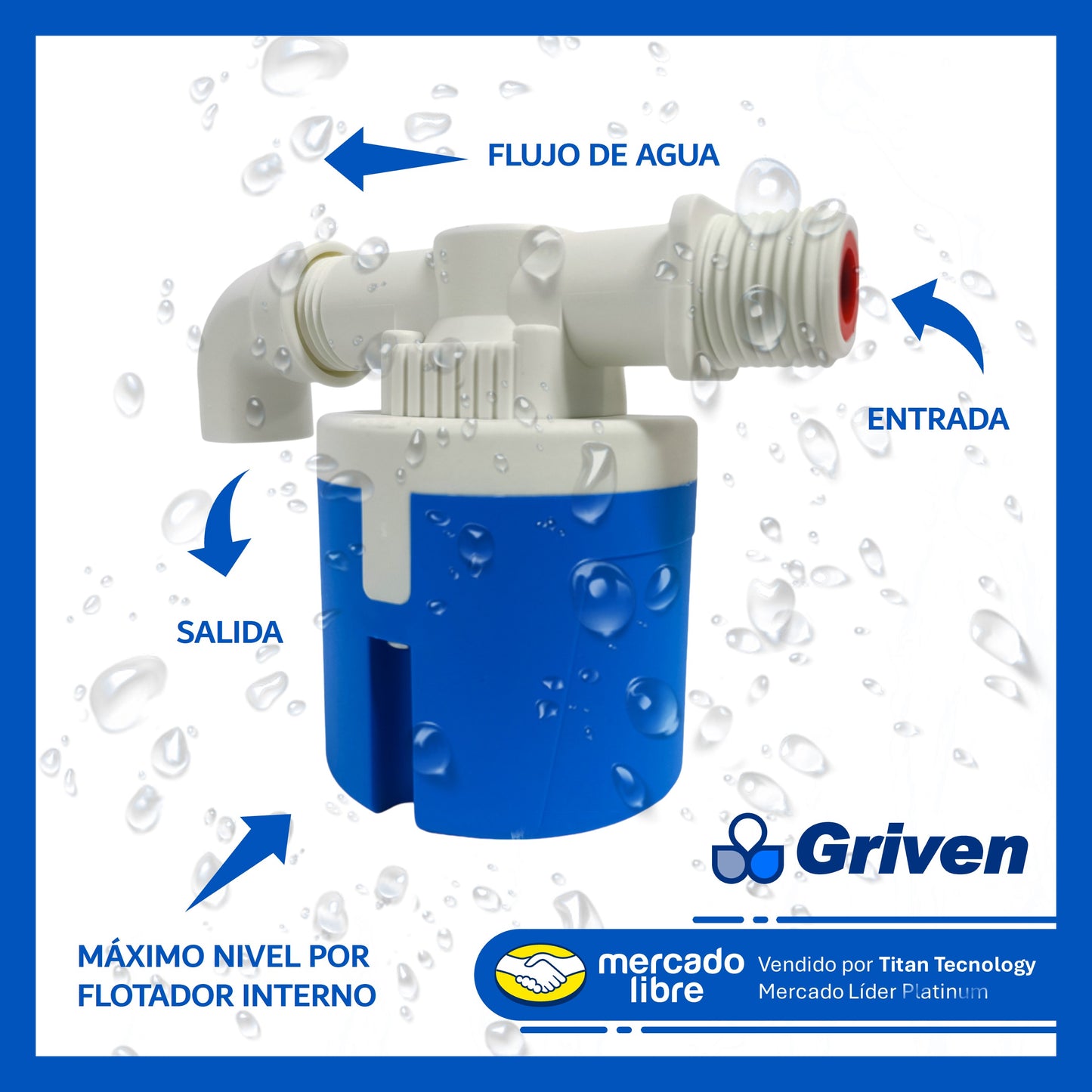 Flotante Mecánico Griven Válvula De Control Agua 1/2 13mm