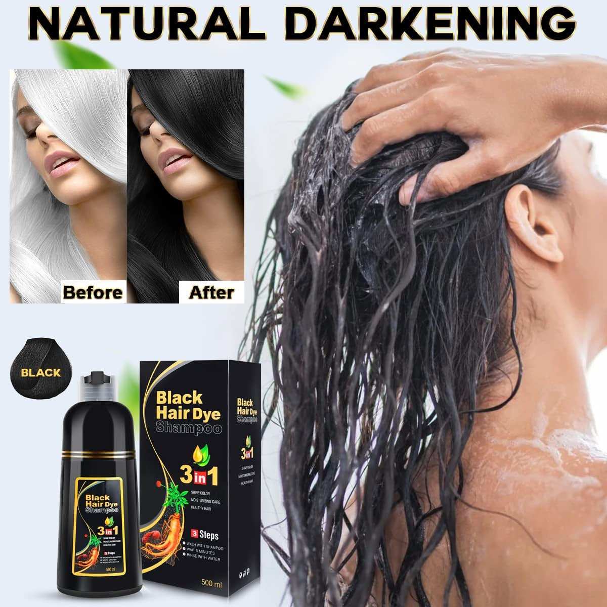 Shampoo Cubre Canas Meidu Tinte 3 En 1 Color