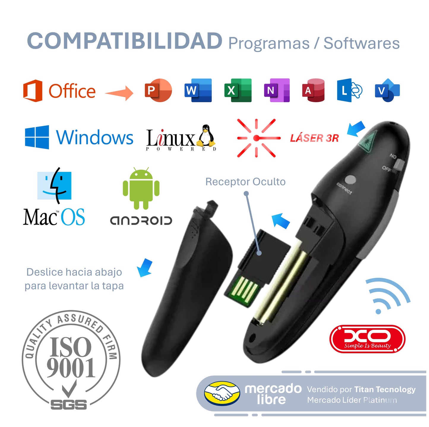 Presentador XO / Apuntador Inalámbrico / Puntero Láser USB