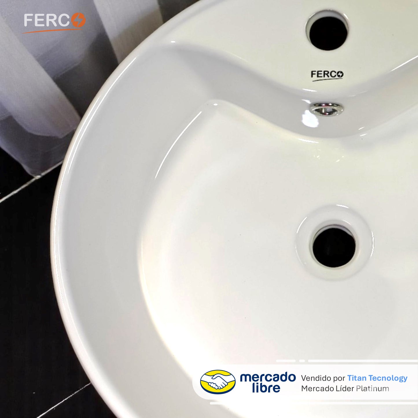 Lavamanos Moderno FERCO Circular Para Sobreponer 46x46cm