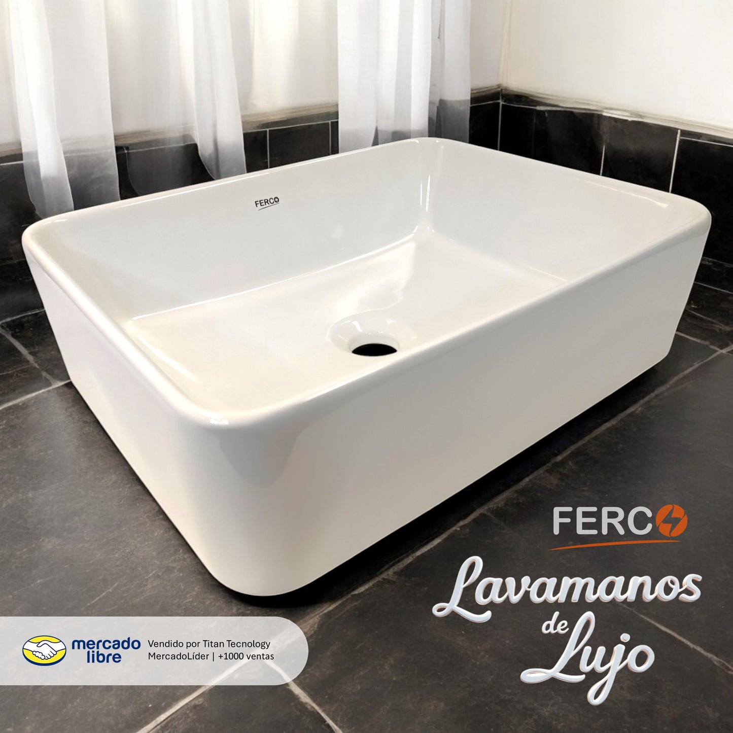 Lavamanos Moderno FERCO Rectangular para Sobreponer 48x37cm