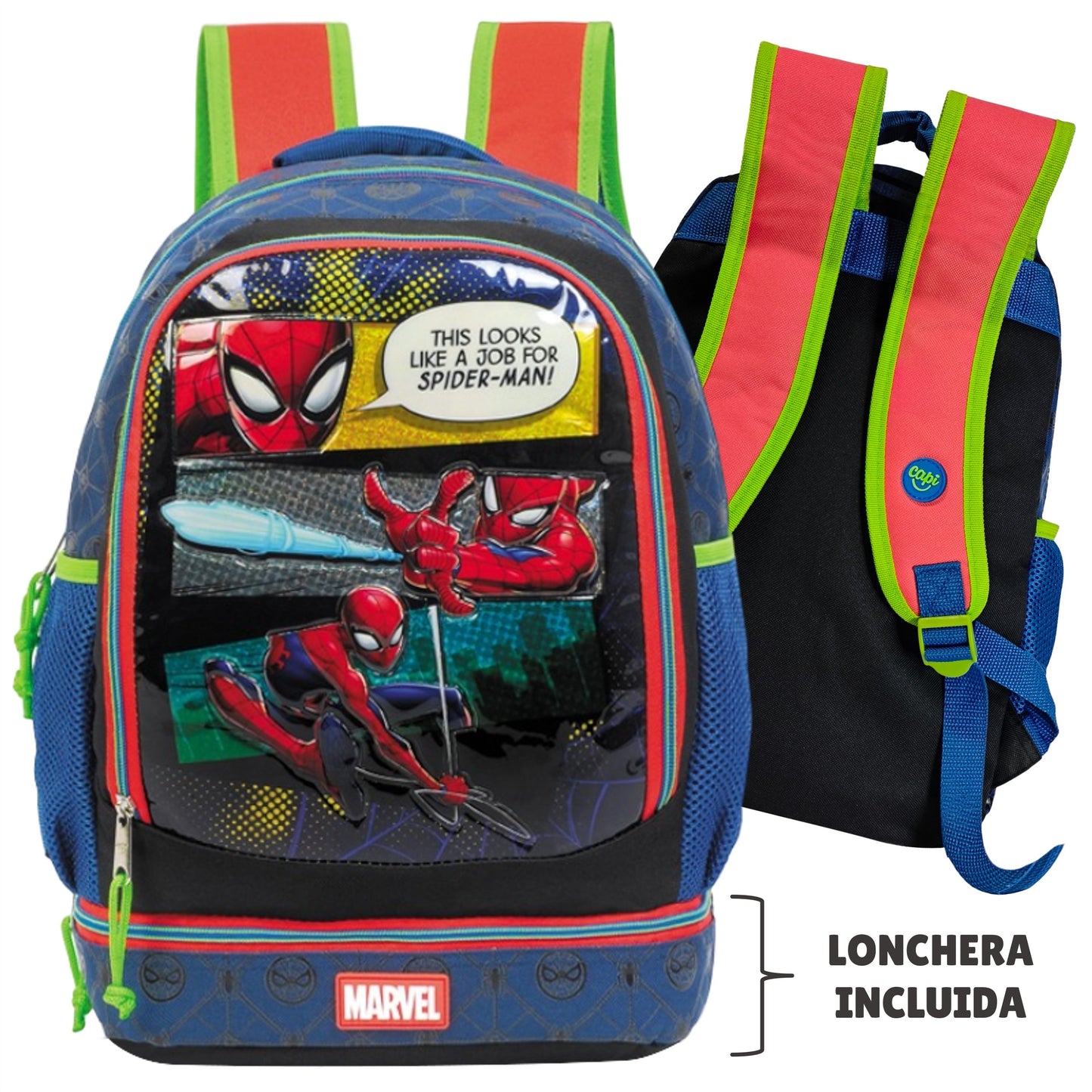 Bolso / Morral + Lonchera Integrada Capi Spider-Man Comics Marvel