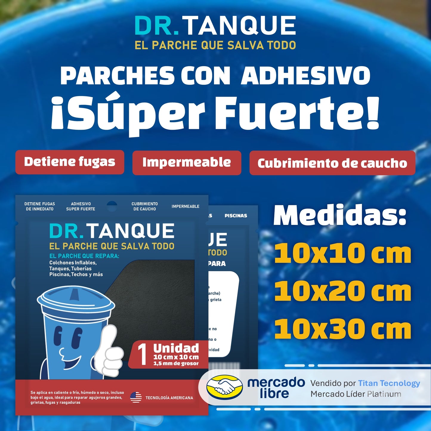 Parche Autoadhesivo para Tanques / Piscinas / Tuberías / Colchones