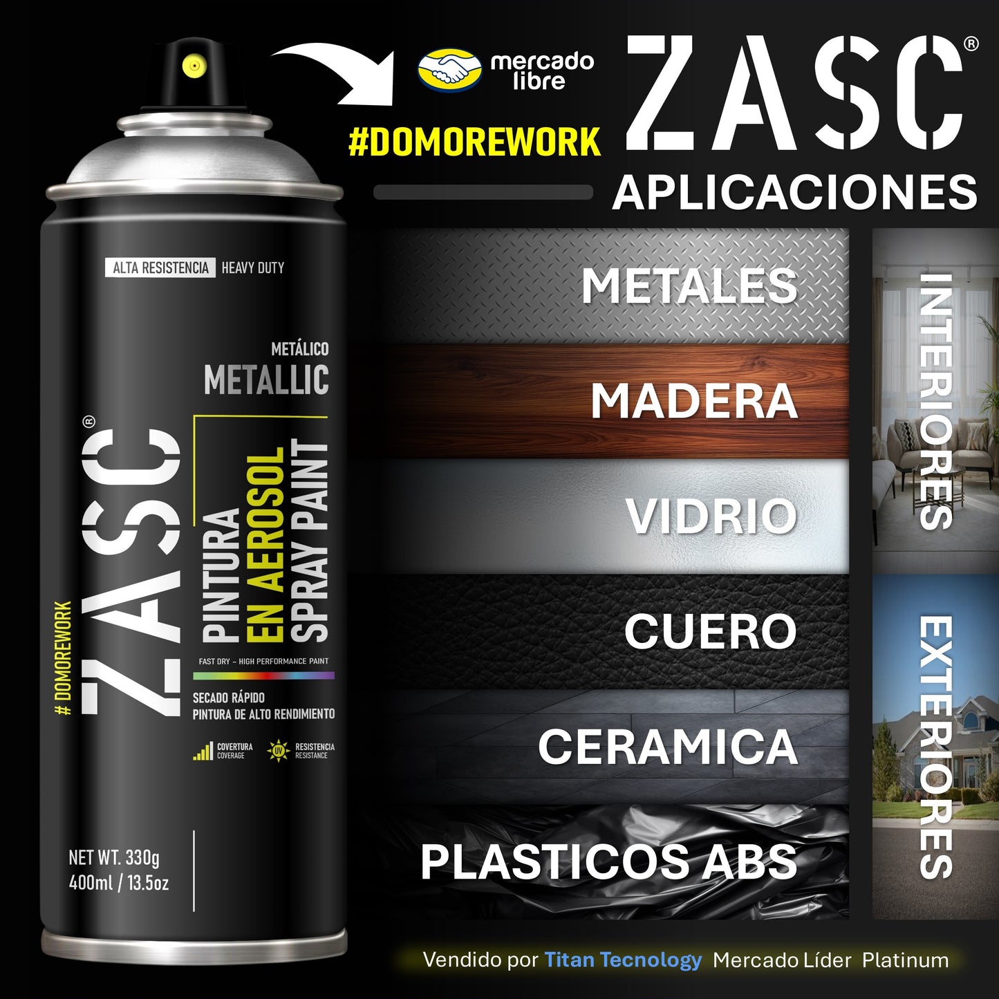 Pintura En Spray / Aerosol Zasc Colores Metálicos 400ml