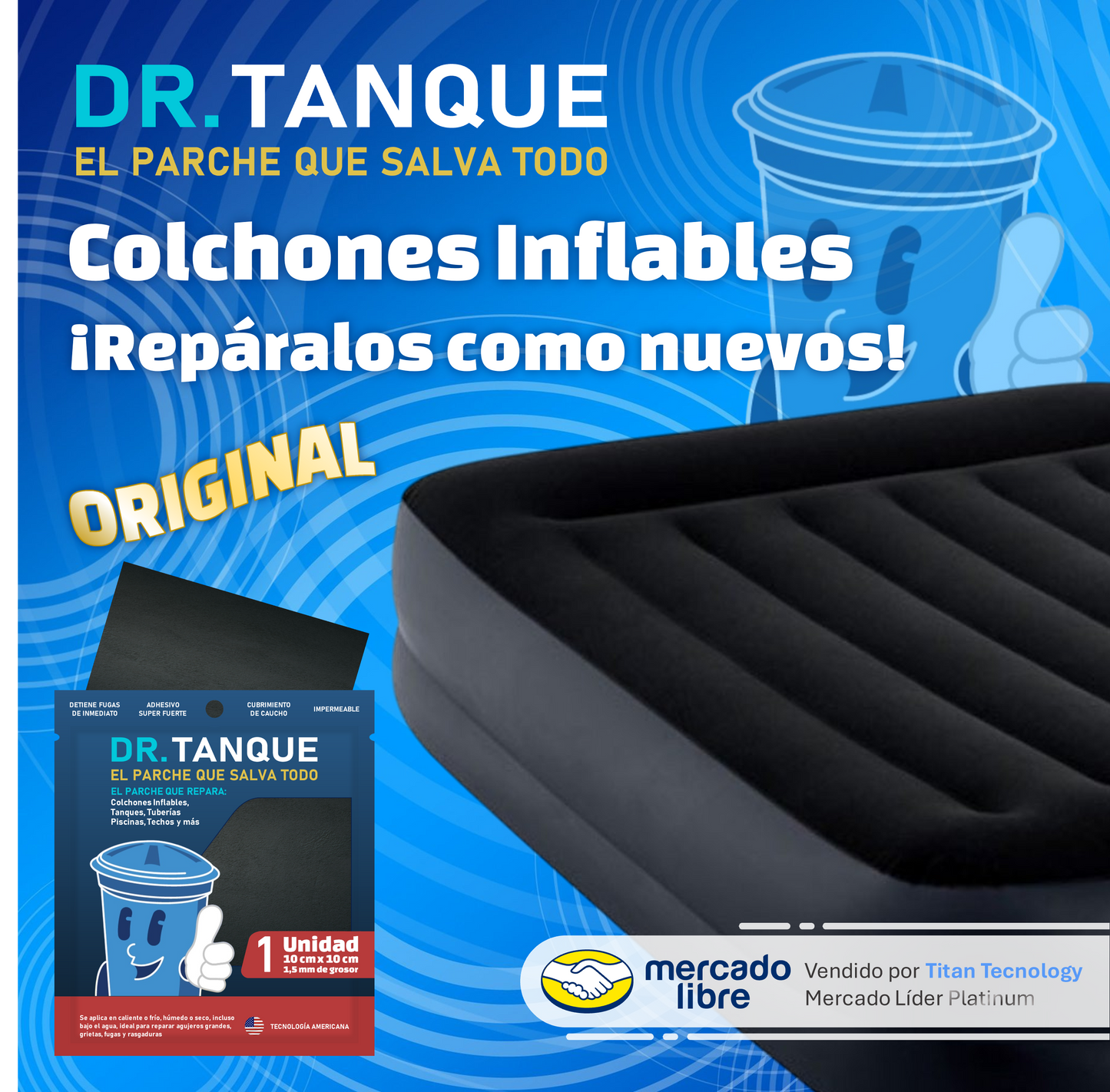 Parche Autoadhesivo para Tanques / Piscinas / Tuberías / Colchones
