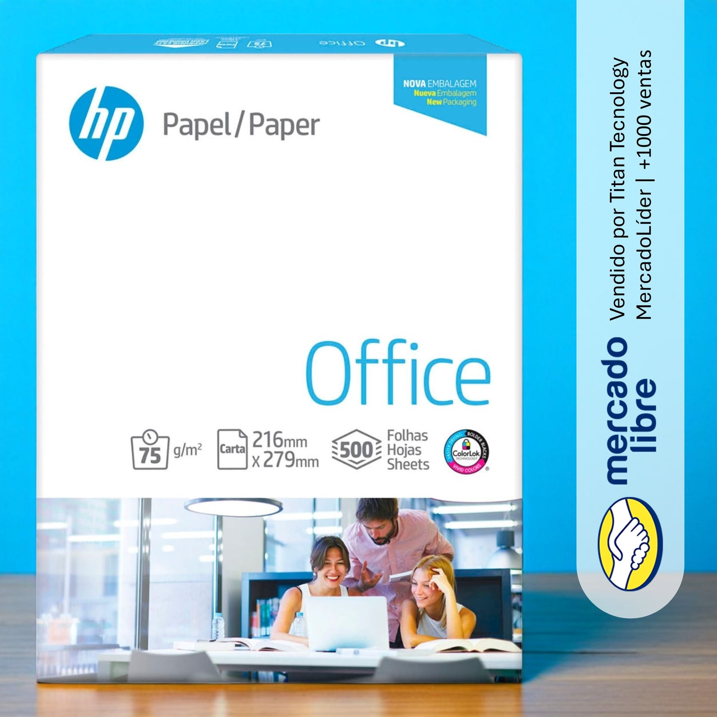 Resma De Papel Bond Carta HP De 500 Hojas / 216x279mm