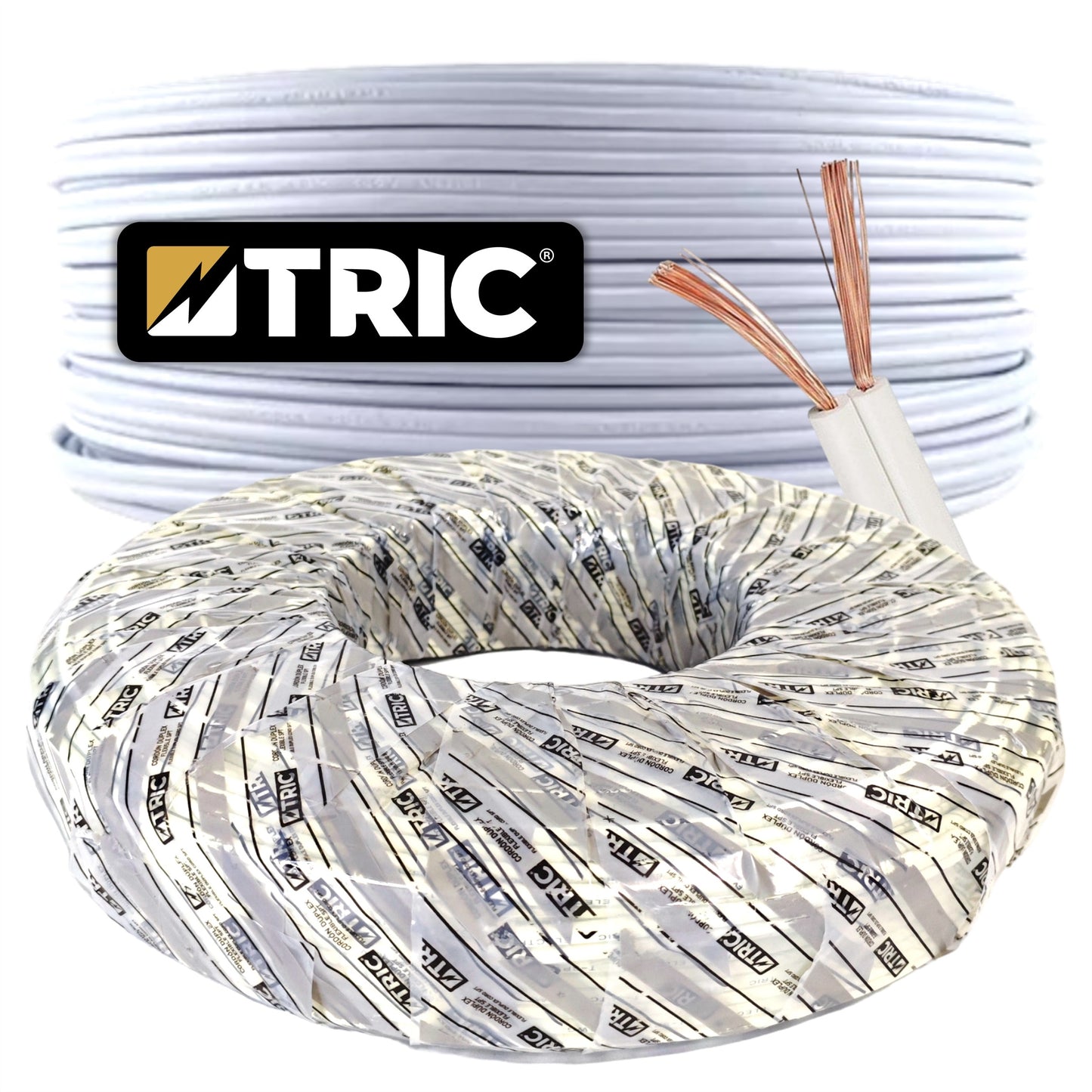 Cable Eléctrico Doble spt Calibre 2x12 Awg Blanco Aleación Tric