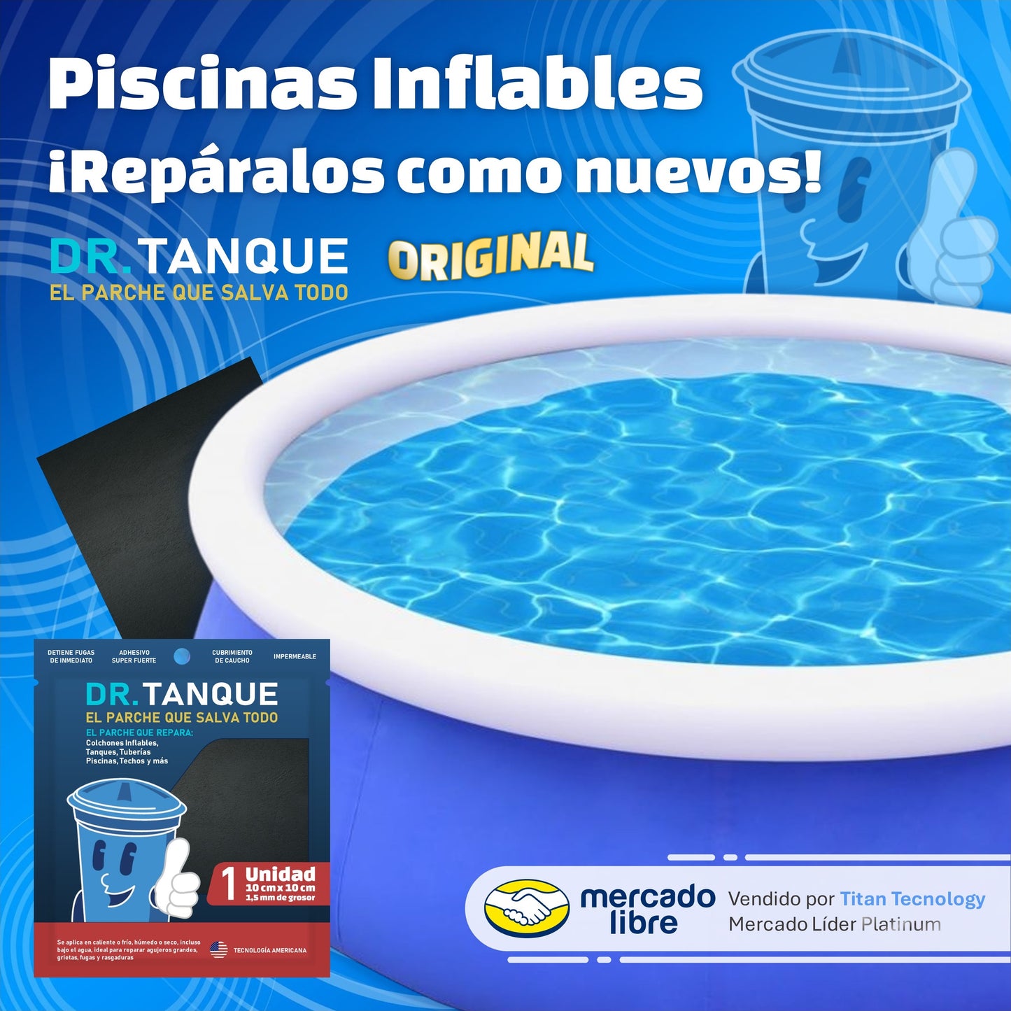 Parche Autoadhesivo para Tanques / Piscinas / Tuberías / Colchones