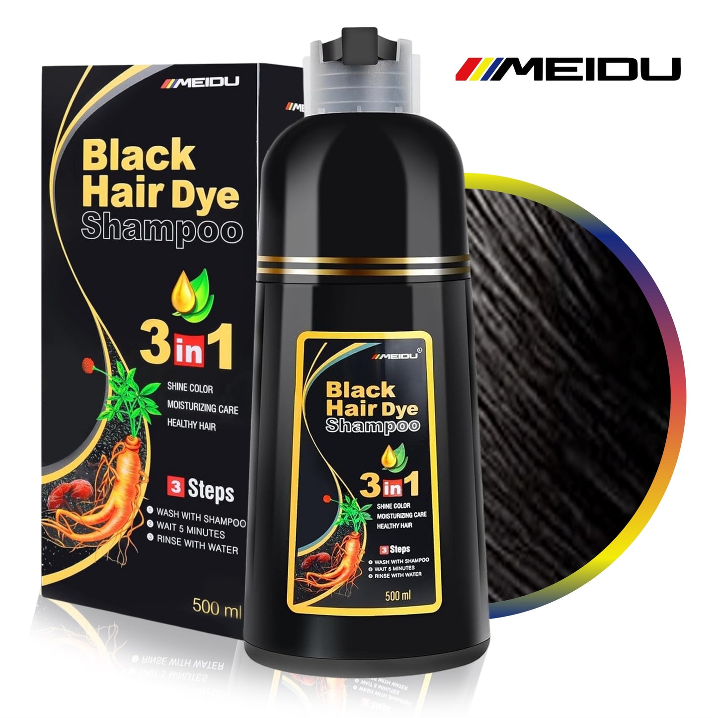 Shampoo Cubre Canas Meidu Tinte 3 En 1 Color