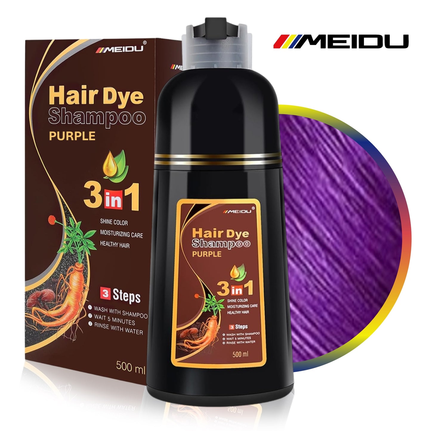 Shampoo Cubre Canas Meidu Tinte 3 En 1 Color