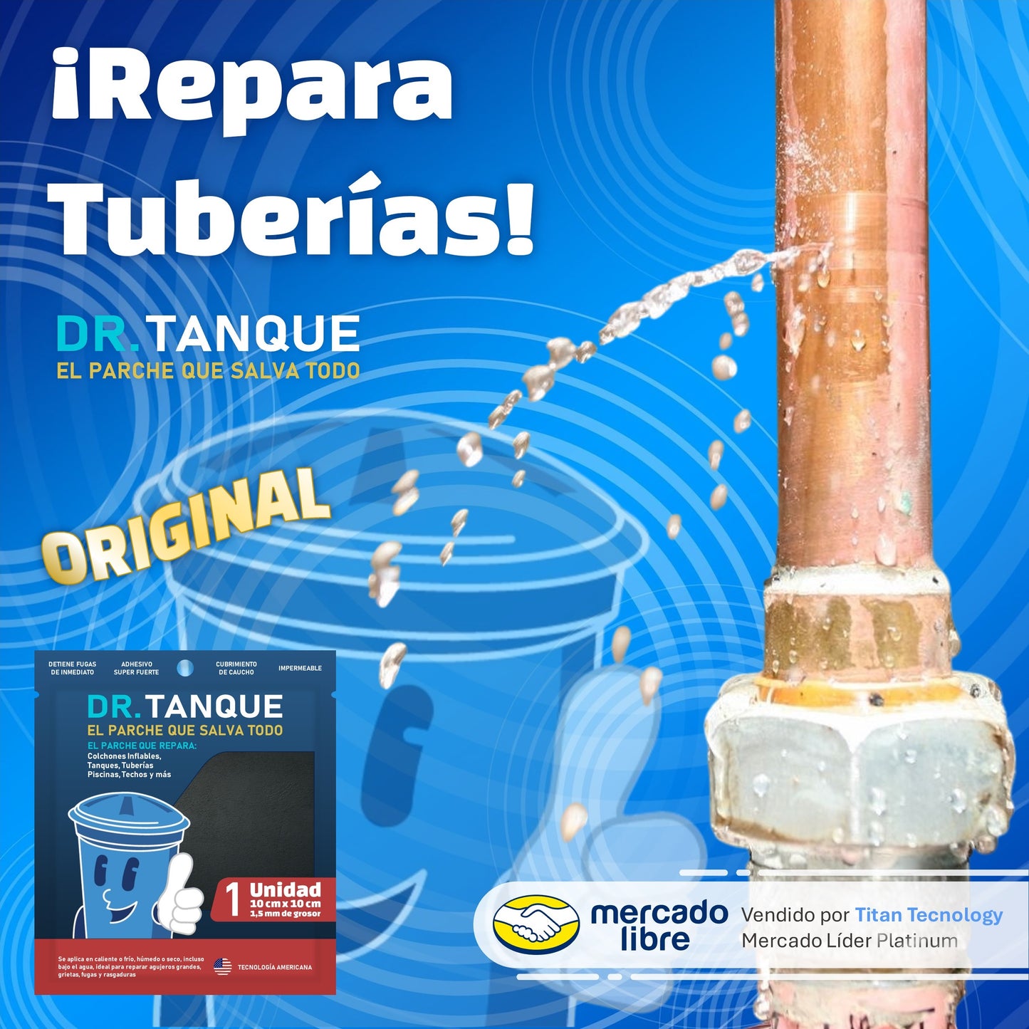 Parche Autoadhesivo para Tanques / Piscinas / Tuberías / Colchones