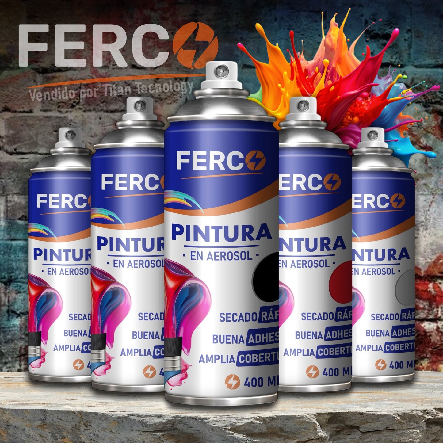 Pintura Ferco en Spray / Aerosol Acrílica Colores Clásicos 400cc
