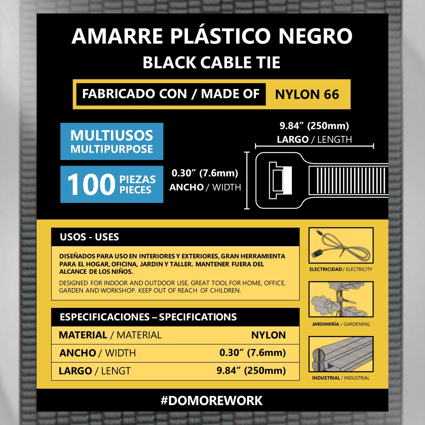 Kit de Tirrajes Plásticos T-rap Multiusos 100 Unidades