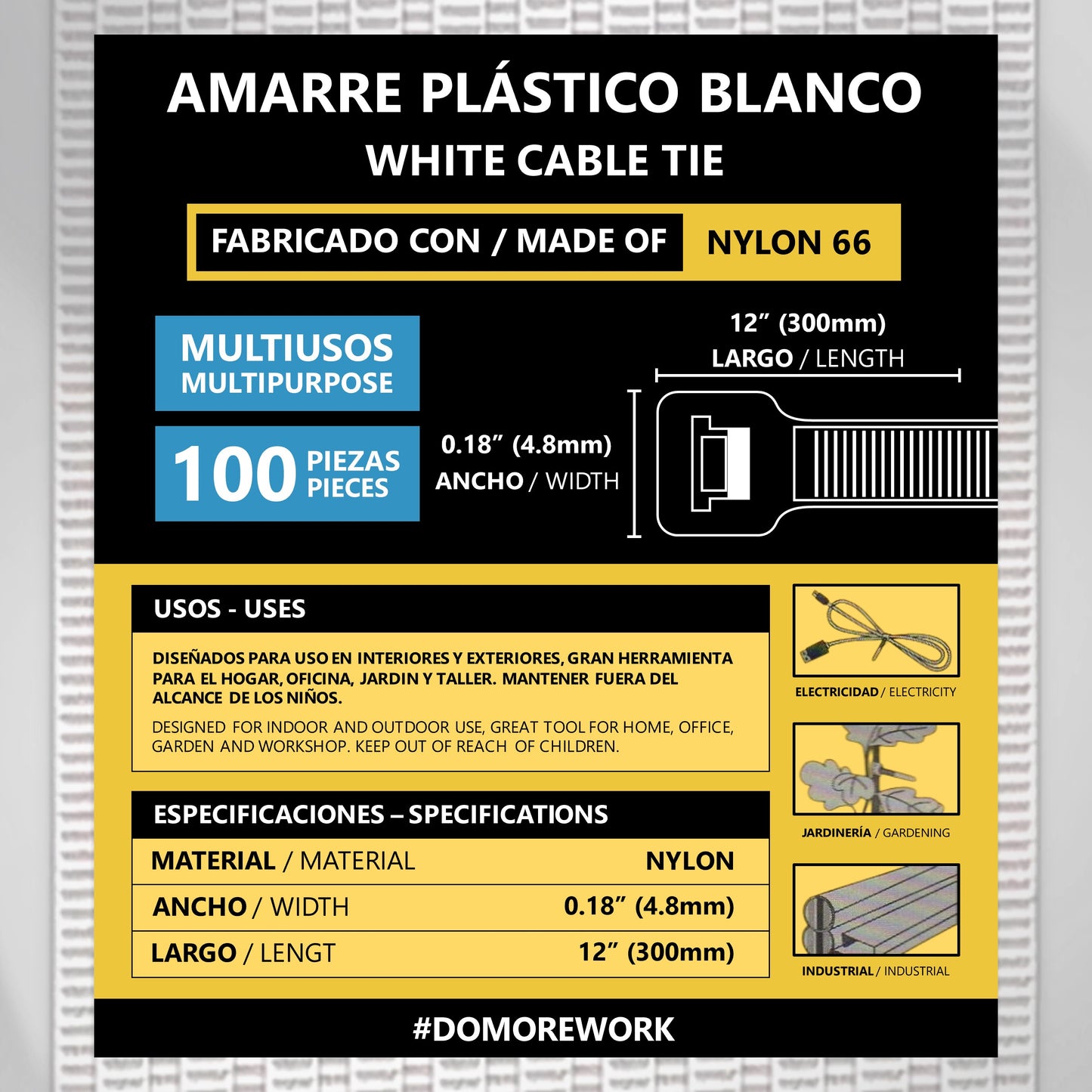 Kit de Tirrajes Plásticos T-rap Multiusos 100 Unidades