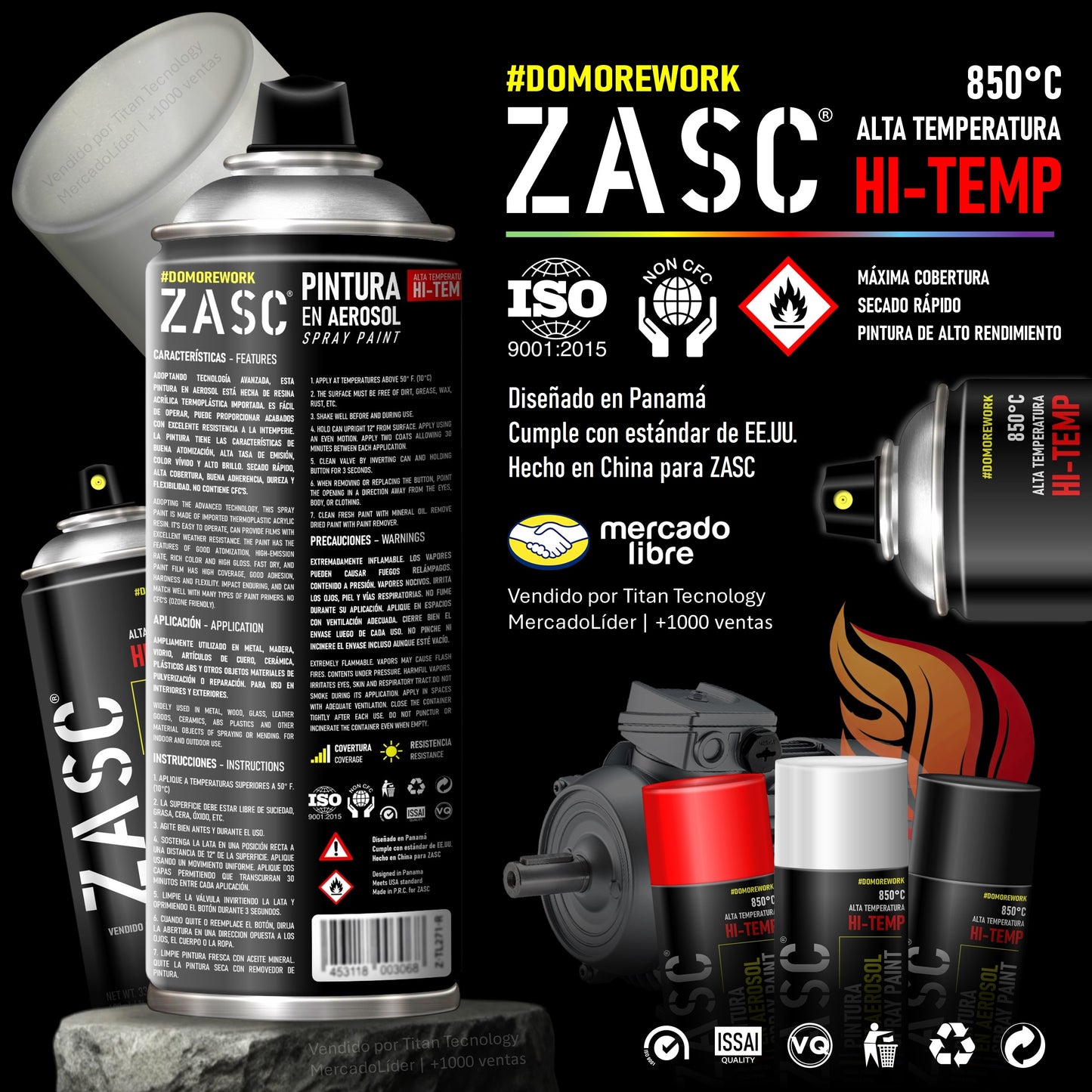 Pintura En Spray / Aerosol Zasc de Alta Temperatura 400ml