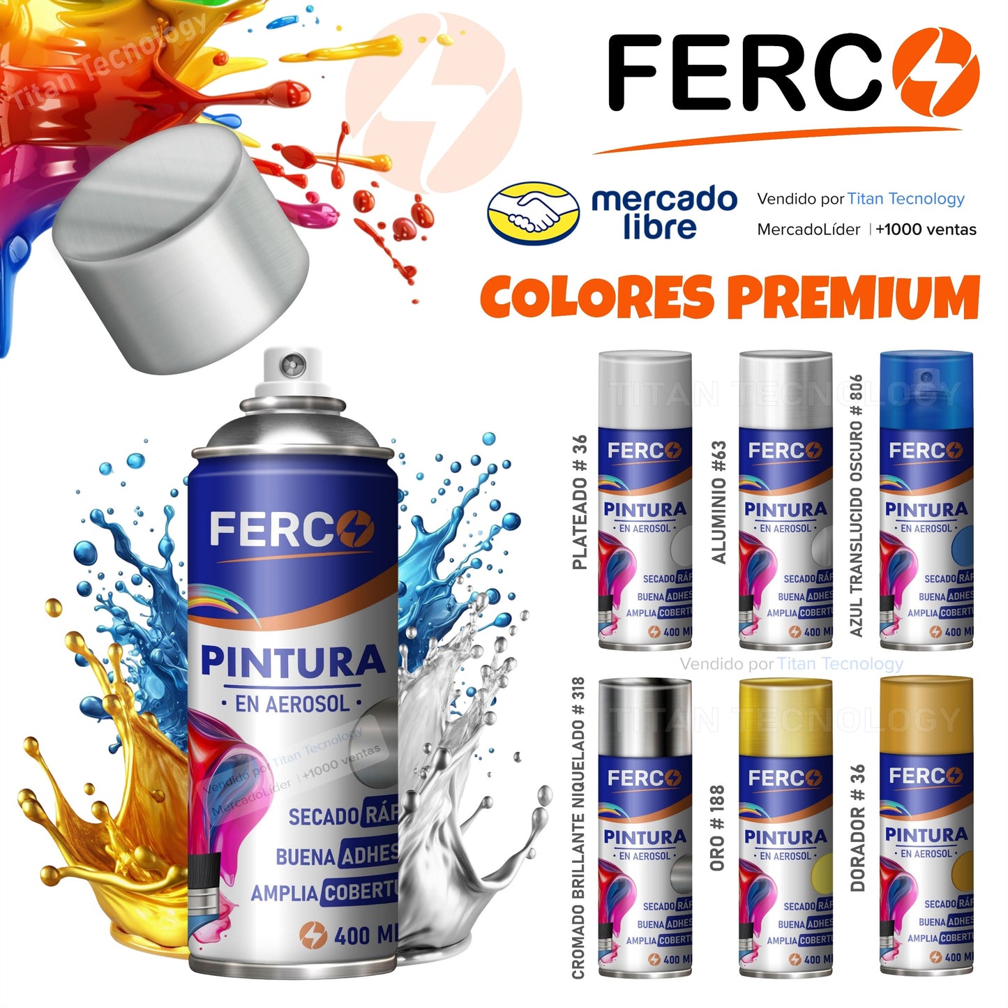 Pintura Ferco En Spray / Aerosol Acrílica Colores Premium 400cc