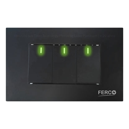 Interruptor / Apagador Ferco Triple Negro Luminiscente 120v