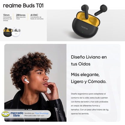 Audífono / Inalámbrico Realme Buds T01 Bluetooth 5.4 - IPX4