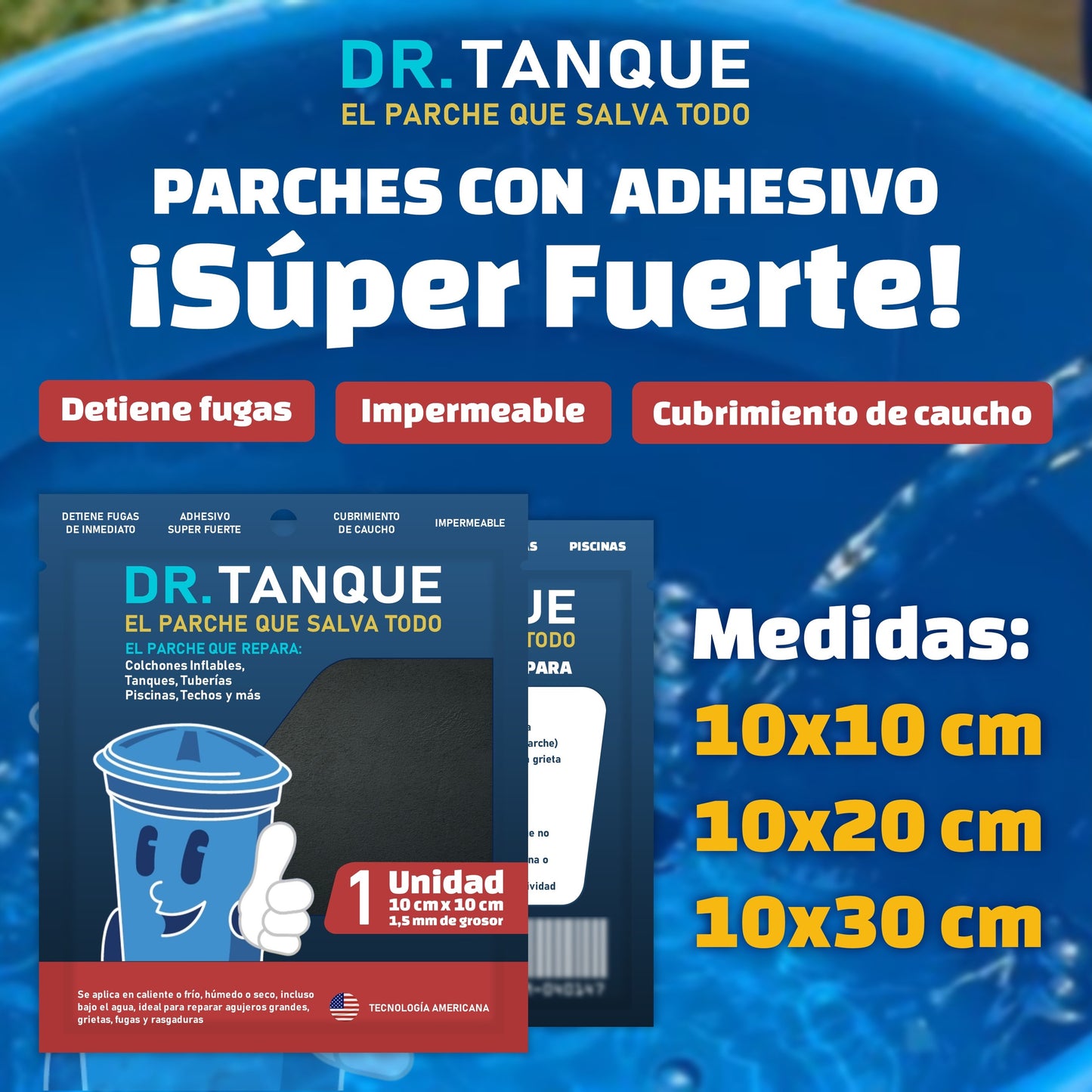 Parche Autoadhesivo para Tanques / Piscinas / Tuberías / Colchones