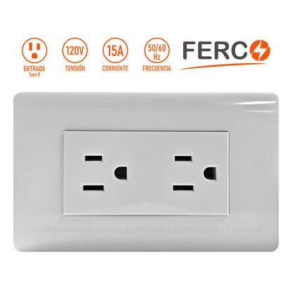 Toma Corriente Doble Ferco Polarizado Blanco 120v / 15a