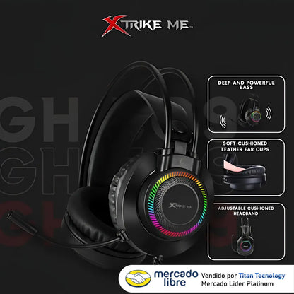 Audifono Con Microfono Gaming Xtrike Me Gh-509 Rgb