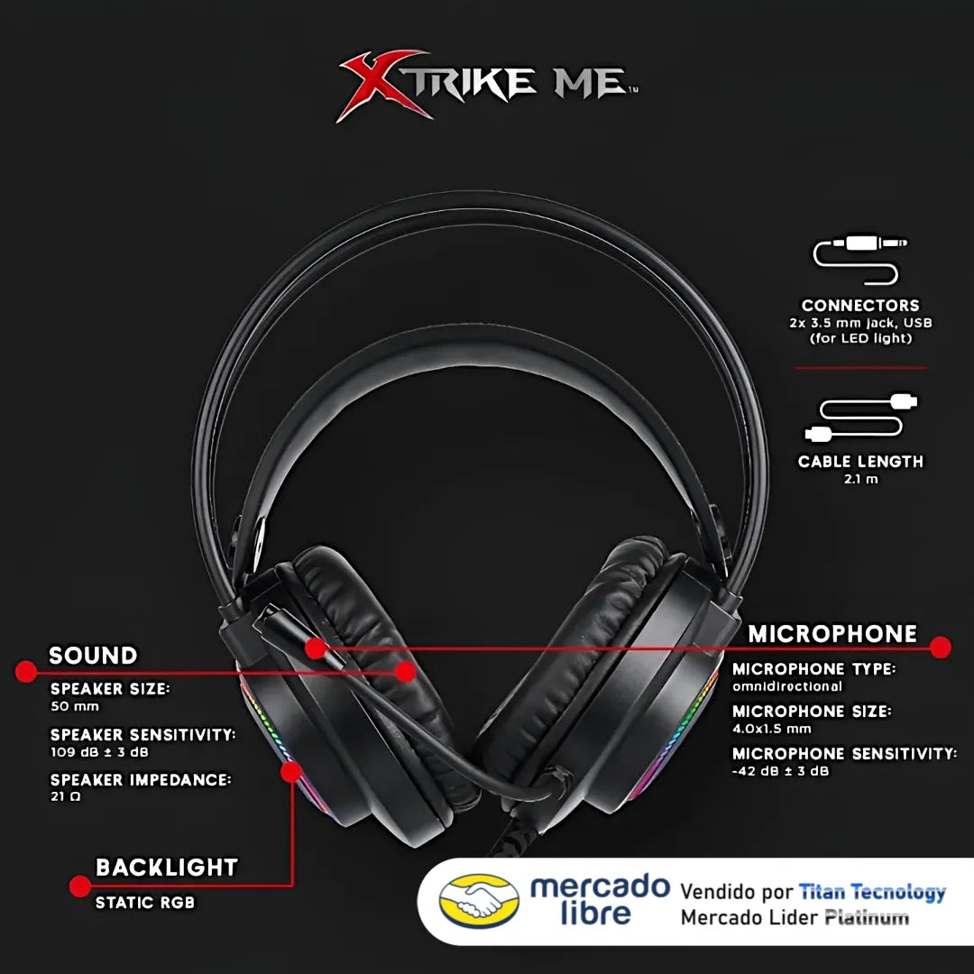 Audifono Con Microfono Gaming Xtrike Me Gh-509 Rgb