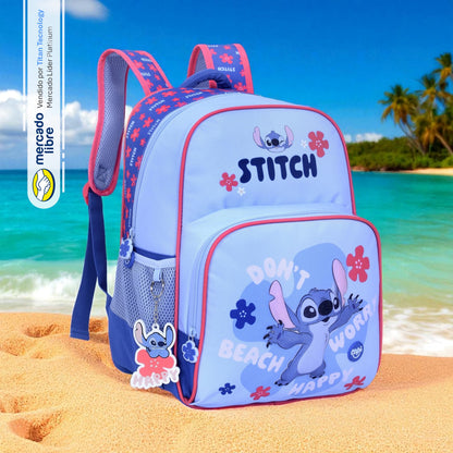 Combo Morral + Cartuchera + Lonchera Capi Kids Stitch Flower Disney (S)