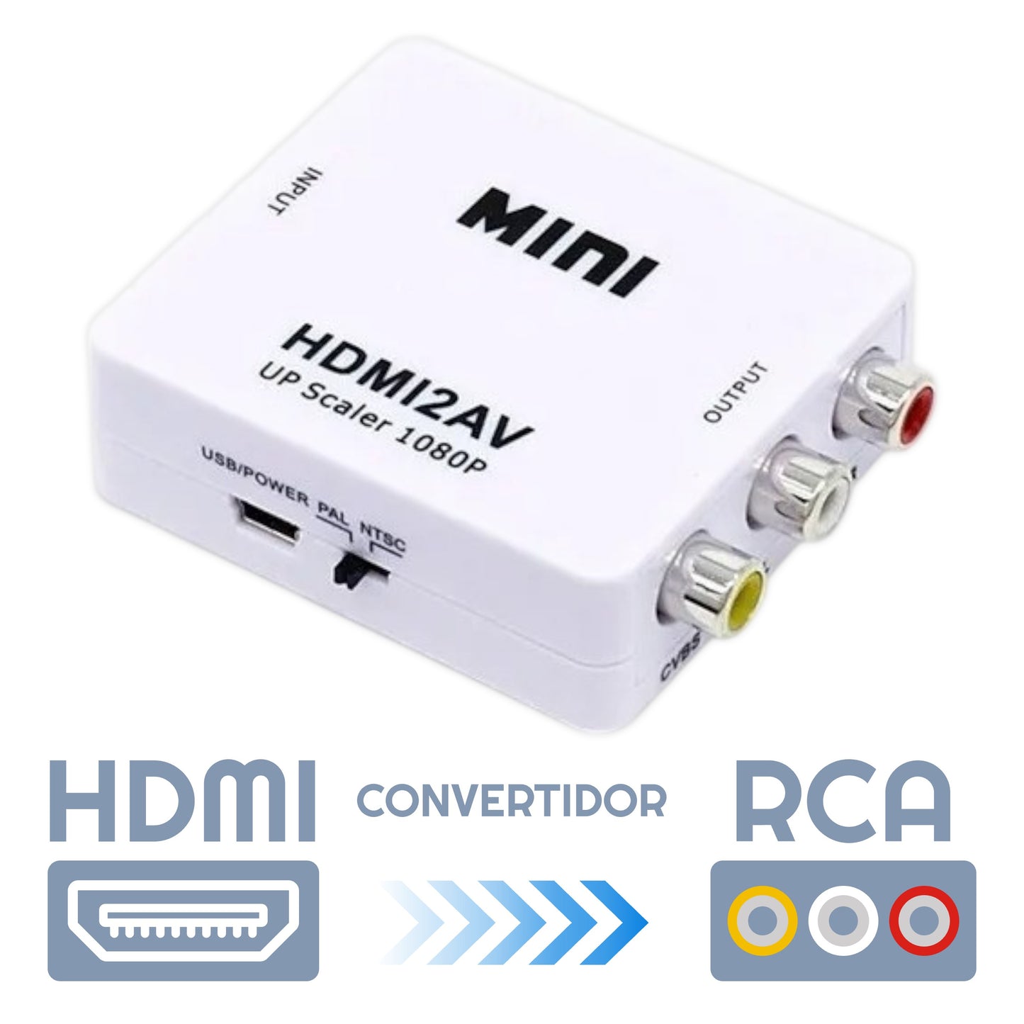 Mini Adaptador / Convertidor (HDMI a RCA) 1080p Tv / Monitor