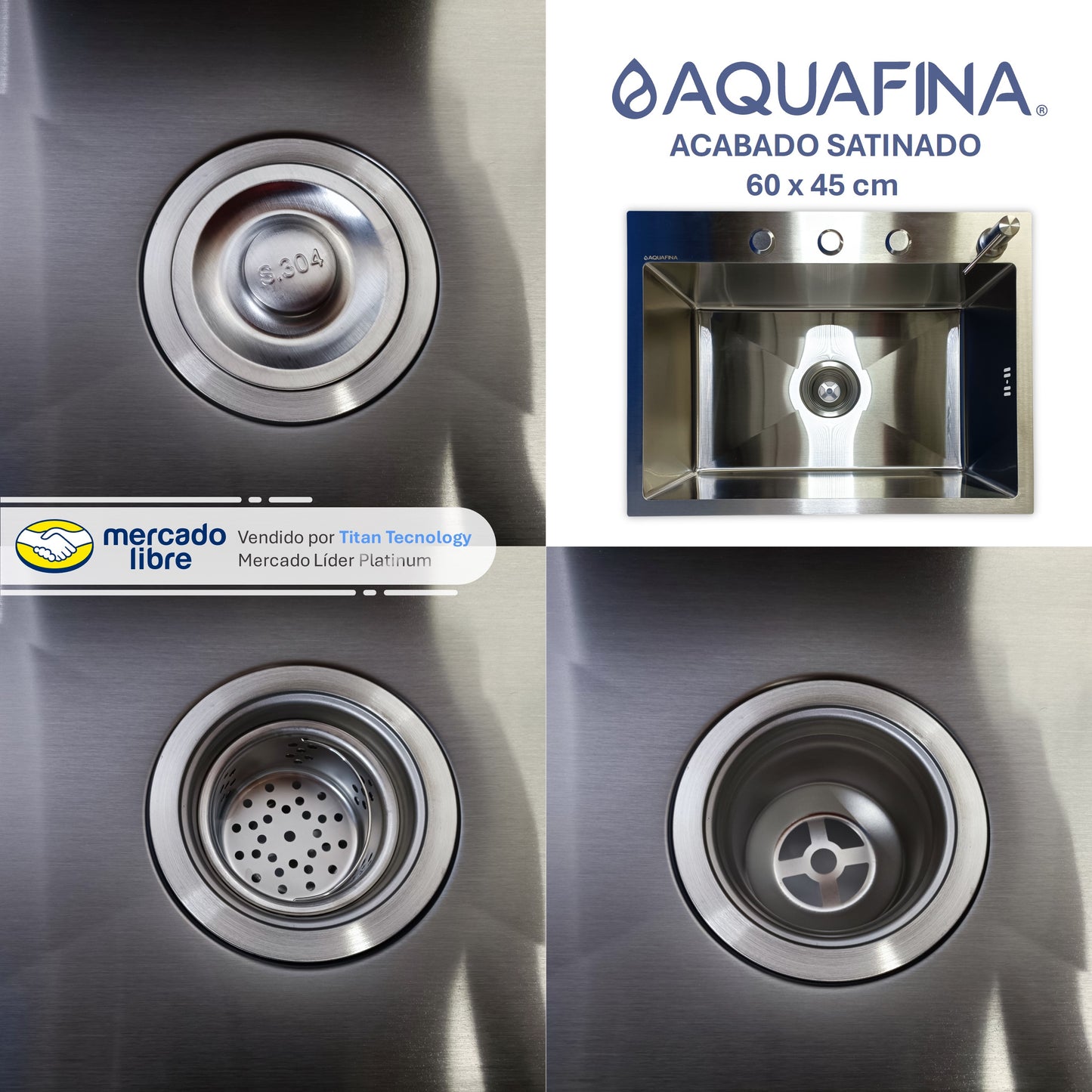 Fregadero / Lavaplatos Pequeño Aquafina Empotrable 60x45cm