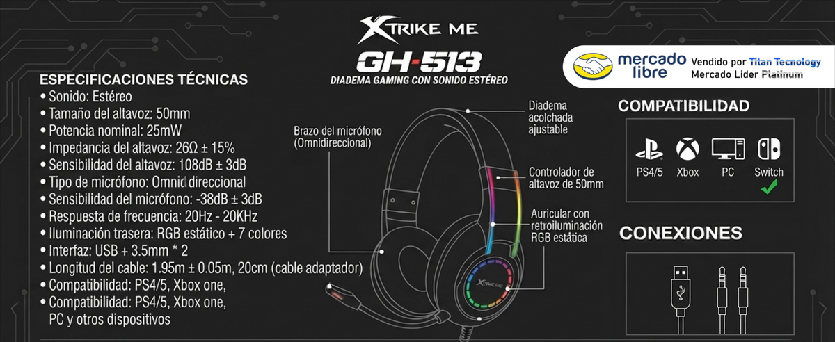 Audifono Con Microfono Gaming Xtrike Me Gh-513