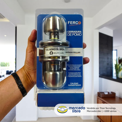 Cerradura De Pomo de Acero Inoxidable Ferco (+3 Llaves)