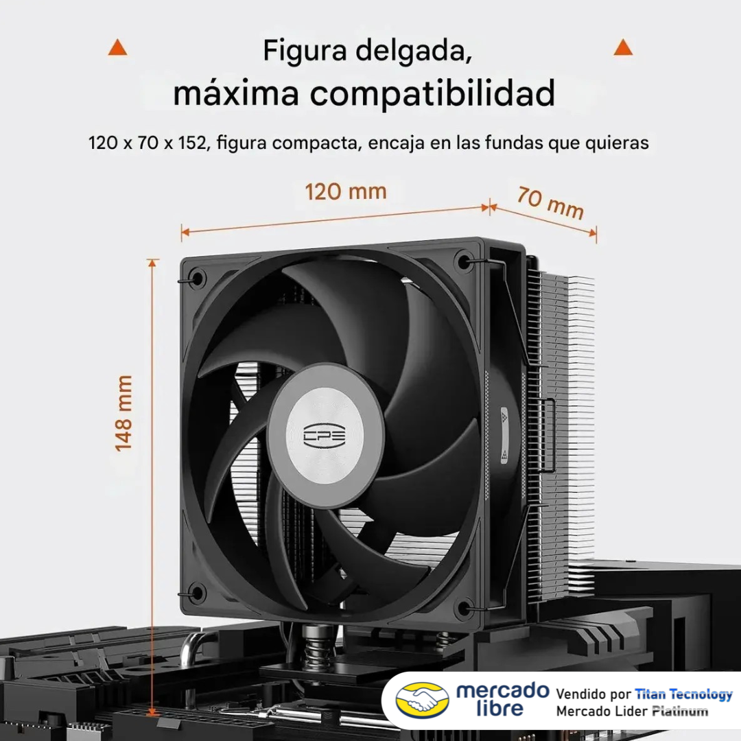 Fan Cooler Disipador 4 Tubos De Calor Intel Amd Rt400 Negro
