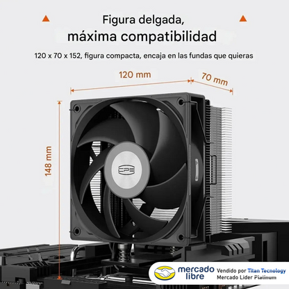 Fan Cooler Disipador 4 Tubos De Calor Intel Amd Rt400 Negro