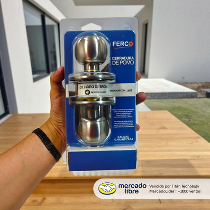 Cerradura De Pomo de Acero Inoxidable Ferco (+3 Llaves)