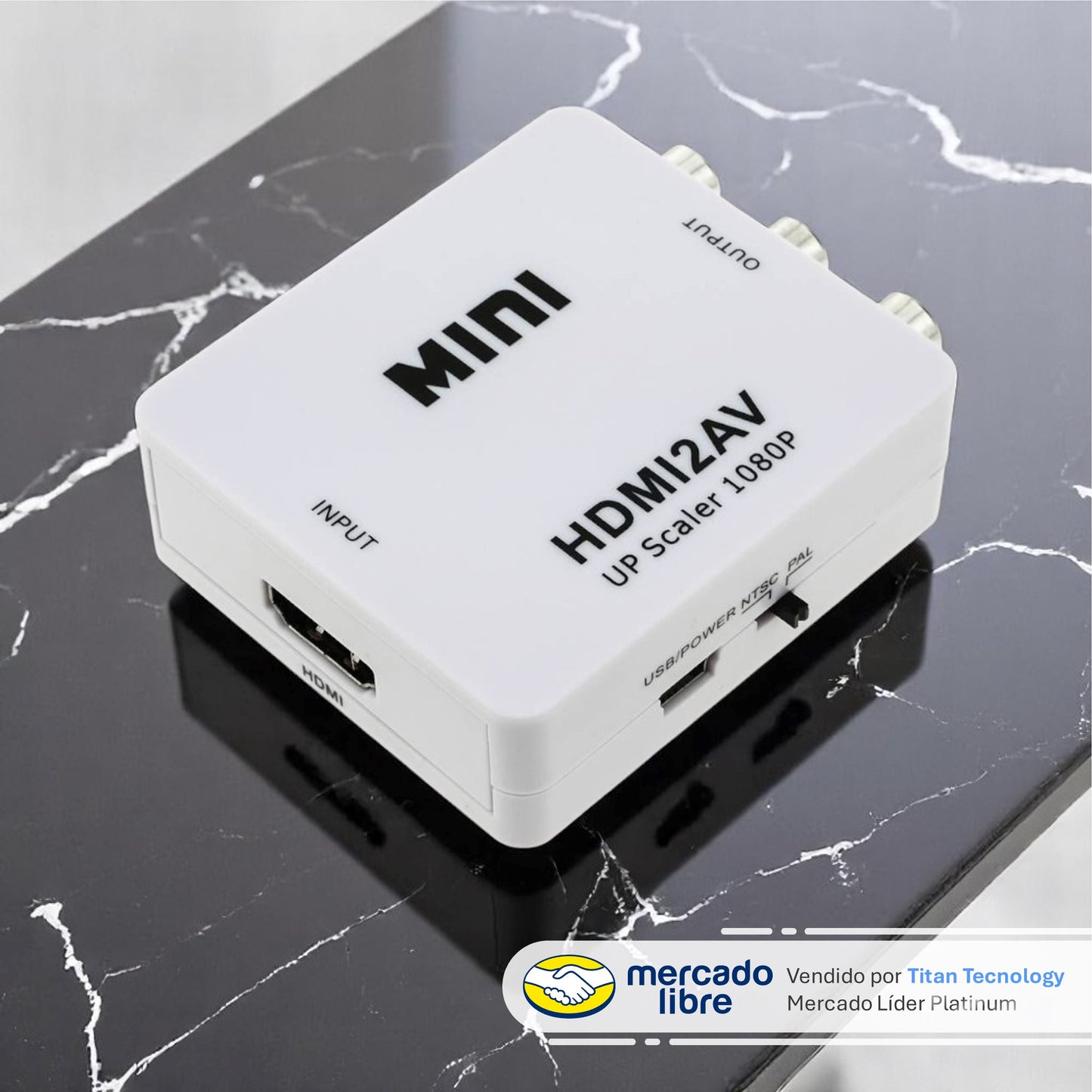 Mini Adaptador / Convertidor (HDMI a RCA) 1080p Tv / Monitor