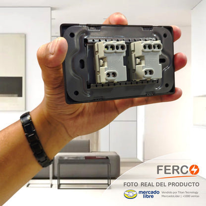 Interruptor / Apagador Doble Ferco Metálico Luminiscente