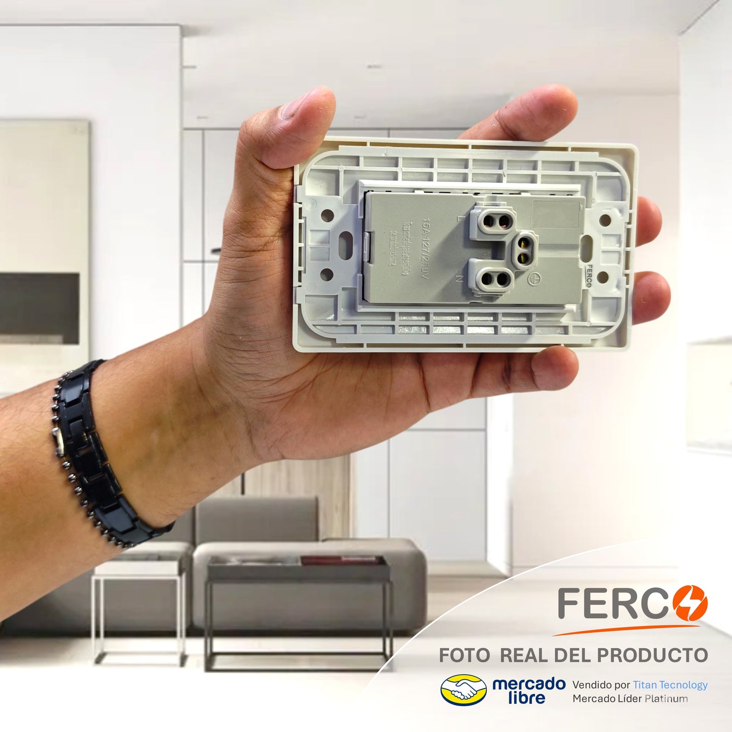 Toma Corriente Doble Ferco Polarizado Blanco 120v / 15a