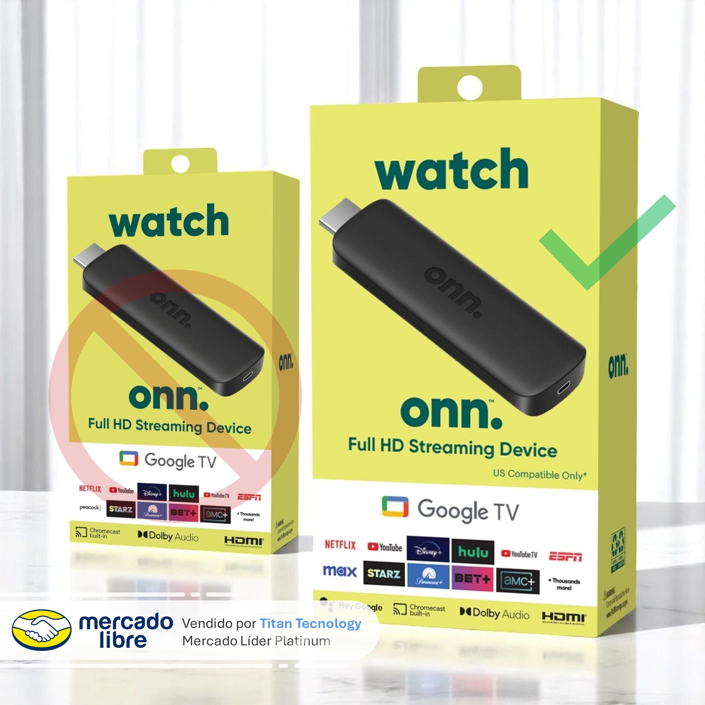 Watch Onn HD 2K Google Tv Stick Android Streaming 1.5GB Ram / GB Rom