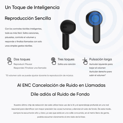 Audífono / Inalámbrico Realme Buds T01 Bluetooth 5.4 - IPX4