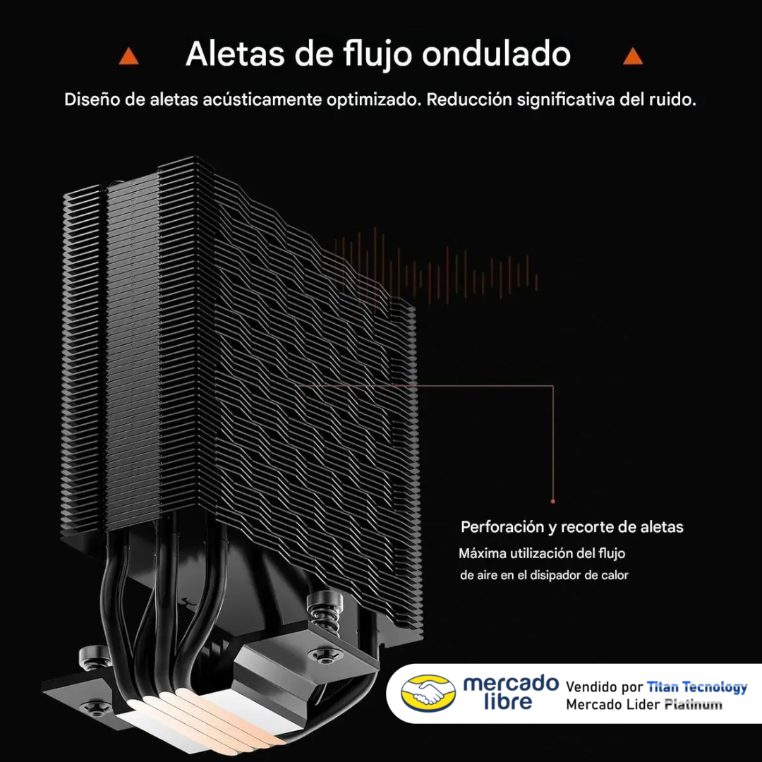 Fan Cooler Disipador 4 Tubos De Calor Intel Amd Rt400 Negro