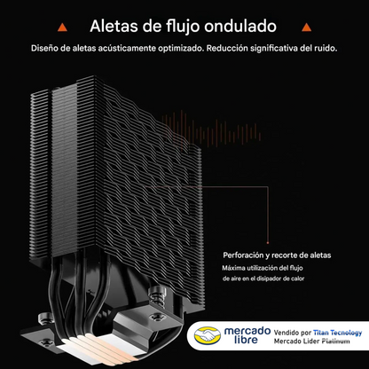 Fan Cooler Disipador 4 Tubos De Calor Intel Amd Rt400 Negro