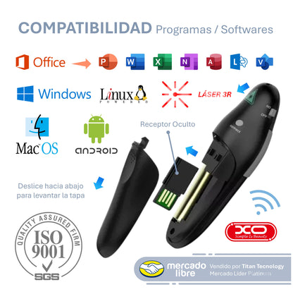 Presentador XO / Apuntador Inalámbrico / Puntero Láser USB