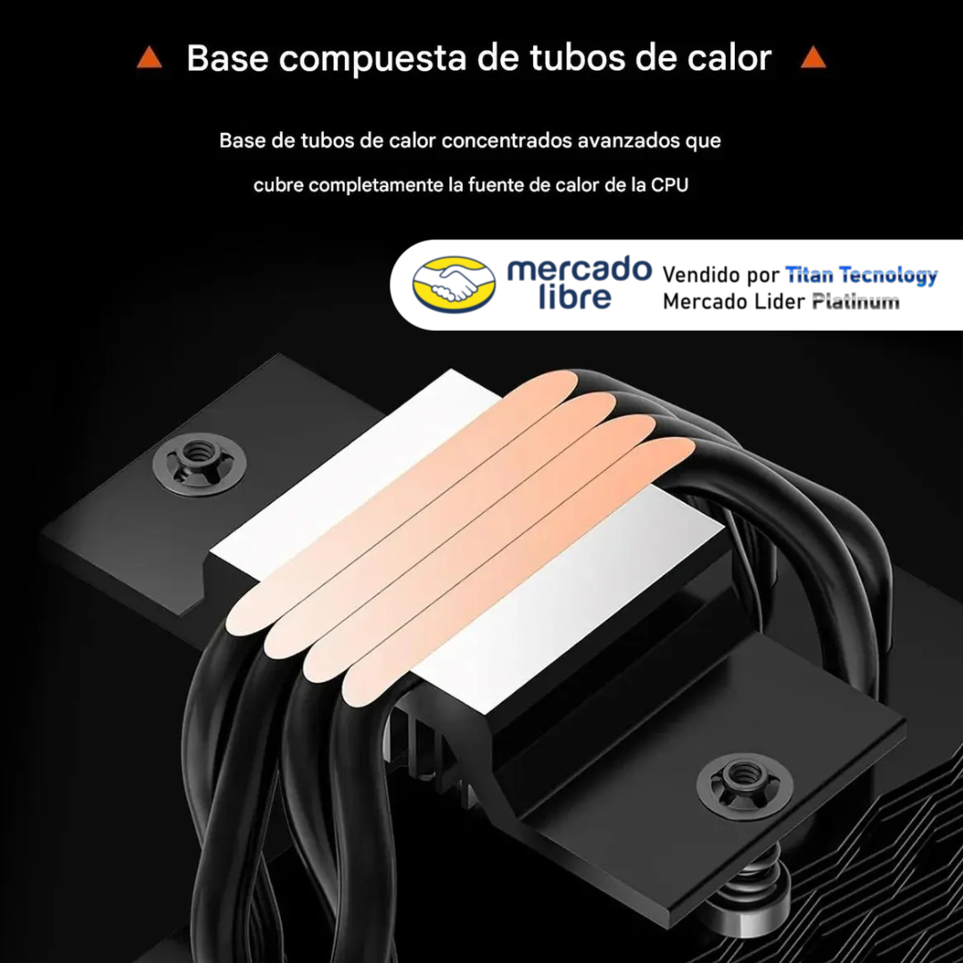 Fan Cooler Disipador 4 Tubos De Calor Intel Amd Rt400 Negro