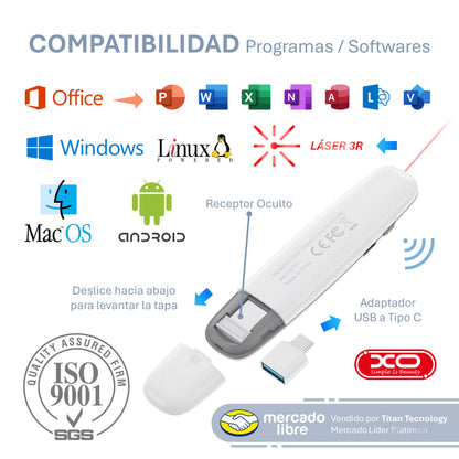 Presentador XO / Apuntador / Puntero Láser Inalámbrico USB