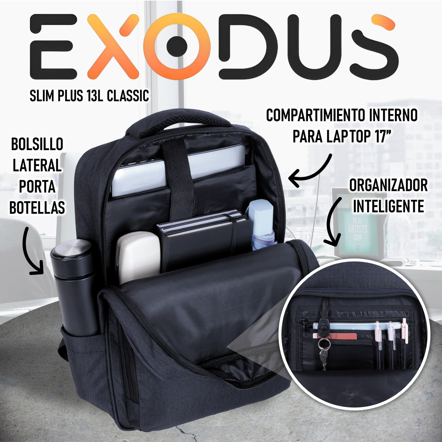 Bolso / Morral Ejecutivo Exodus Slim Plus 13L para Laptops