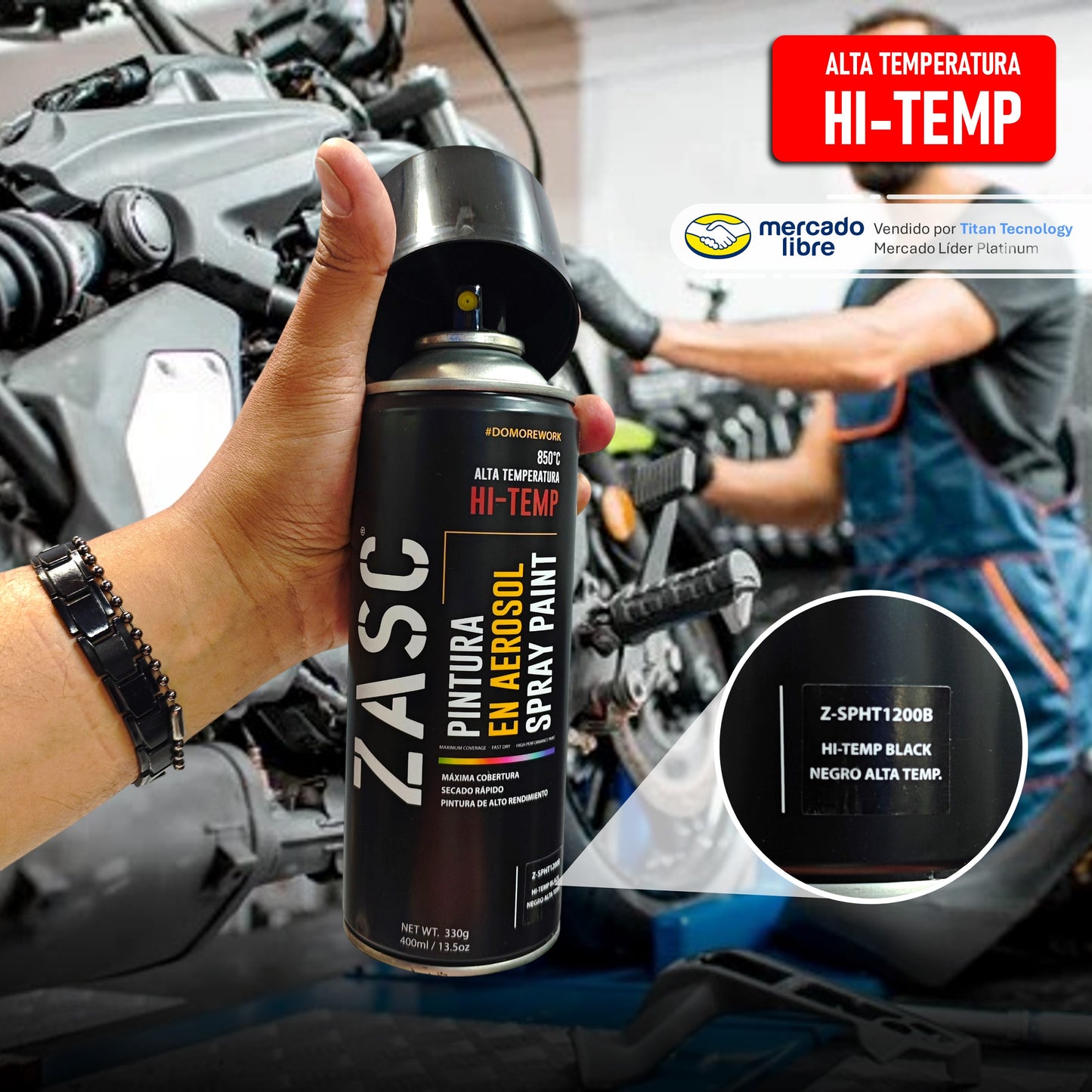 Pintura En Spray / Aerosol Zasc de Alta Temperatura 400ml