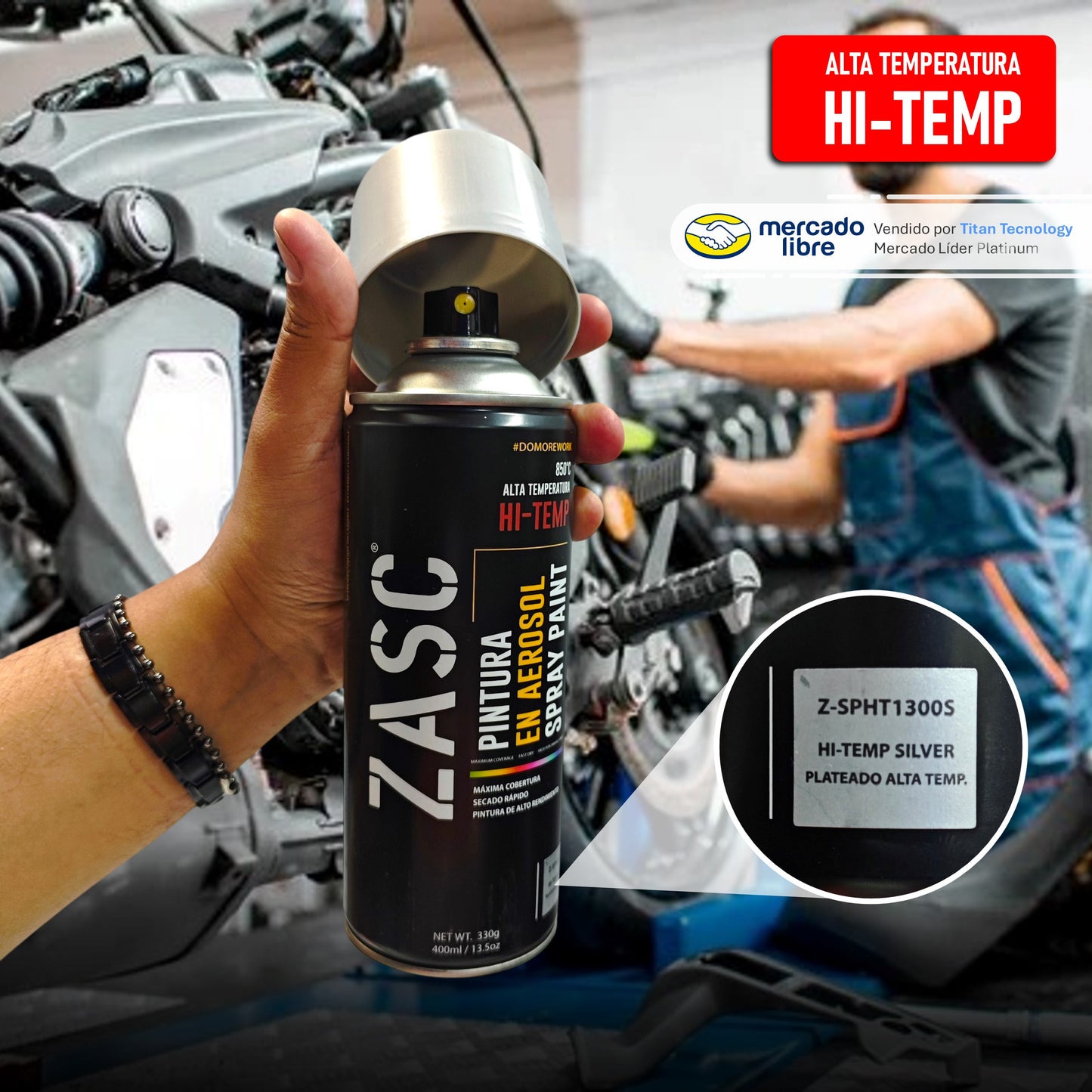 Pintura En Spray / Aerosol Zasc de Alta Temperatura 400ml